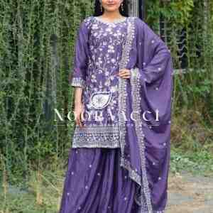 Designer Embroidered Chinon Sharara Suit with Sequence Work – Elegant Festive Wear