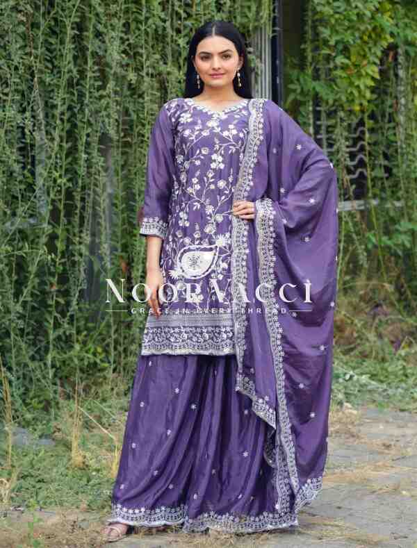 Designer Embroidered Chinon Sharara Suit with Sequence Work – Elegant Festive Wear