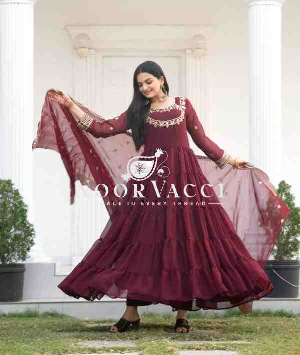 Stunning Georgette Gown with Elegant Sequence Embroidery - Image 4