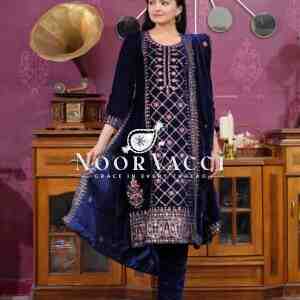 Royal Velvet Designer Suit with Sequence Embroidery , Perfect for Winter Glam!