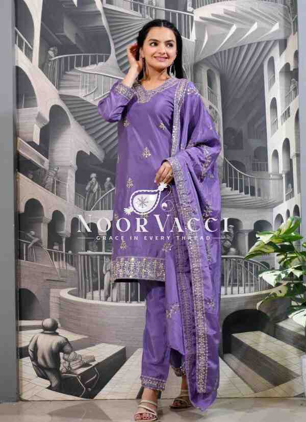 Stylish Chinon Designer Suit with Heavy Sequence Embroidery Work
