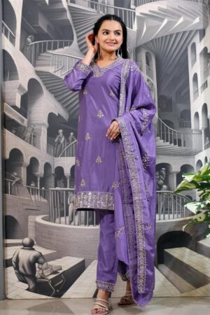 Buy Stylish Chinon Designer Suit with Heavy Sequence Embroidery Work