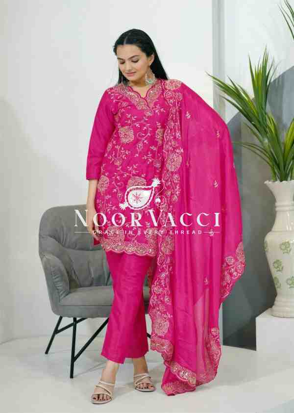 Elegant Chinon Embroidered Suit with Sequence Work and Matching Dupatta