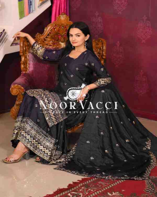 Elegant Embroidered Chinon Sharara Suit with Dupatta – Festive & Designer Wear