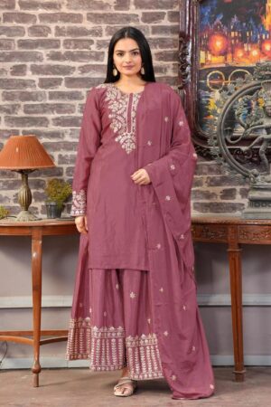 Shop Designer Embroidered Chinon Sharara Suit with Sequence Work – Elegant Festive Outfit