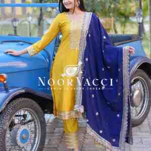 Designer Embroidered Chinon Suit with Heavy 5MM Sequence Work – Elegant Partywear Set