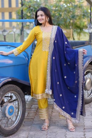 Shop Designer Embroidered Chinon Suit with Heavy 5MM Sequence Work – Elegant Partywear Set