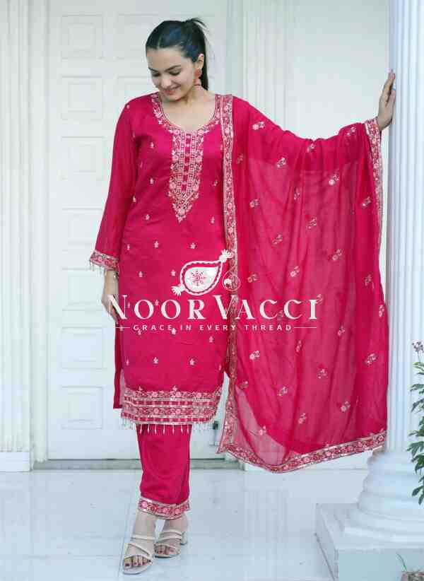 Designer Embroidered Vichitra Suit with 5MM Sequence Work – Premium Festive Collection