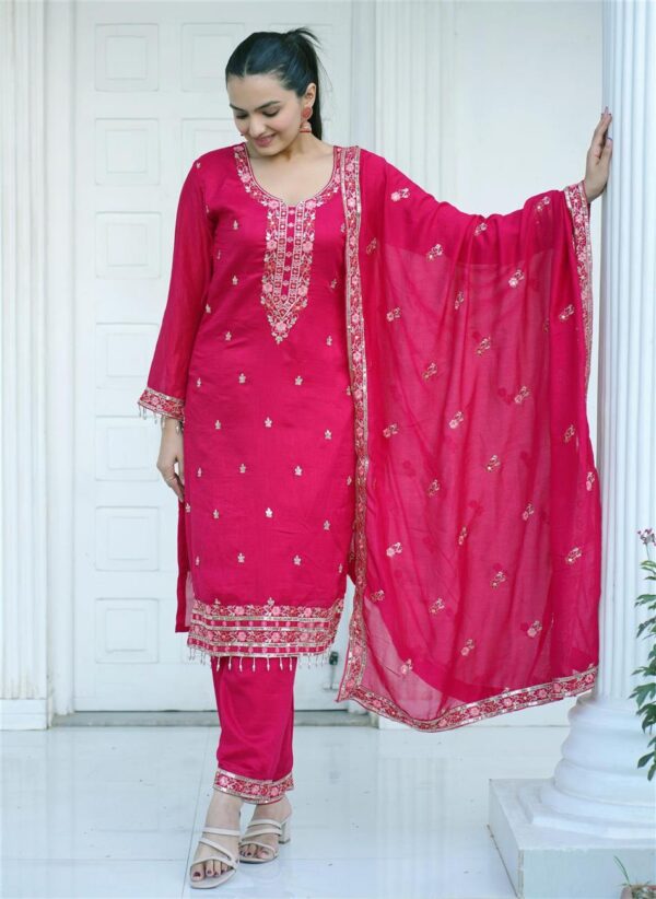 Buy Designer Embroidered Vichitra Suit with 5MM Sequence Work – Premium Festive Collection