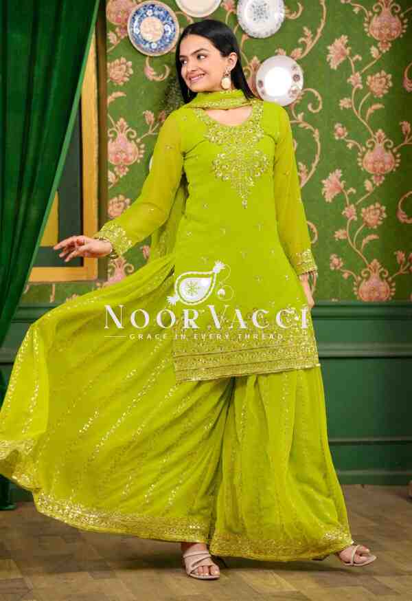 Designer Georgette Sharara Suit with Sequence Embroidery – Elegant Festive Wear - Image 2