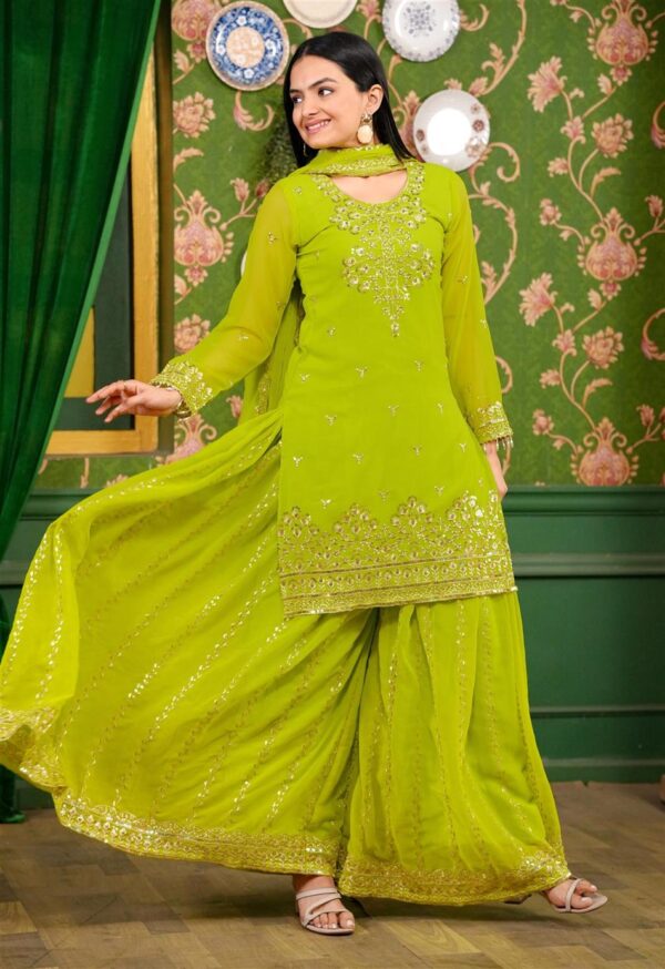 Buy Designer Georgette Sharara Suit with Sequence Embroidery – Elegant Festive Wear - Image 2