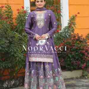 Designer Chinon Sharara Suit with Coding Sequence Embroidery – Premium Festive Wear