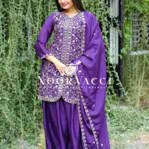 Elegant Chinon Sharara Suit with Sequence Embroidery – Designer Ethnic Ensemble