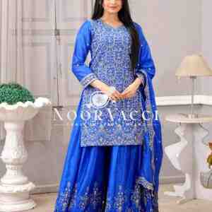 Chinon Embroidered Sharara Suit with Sequence Work – Festive Designer Set