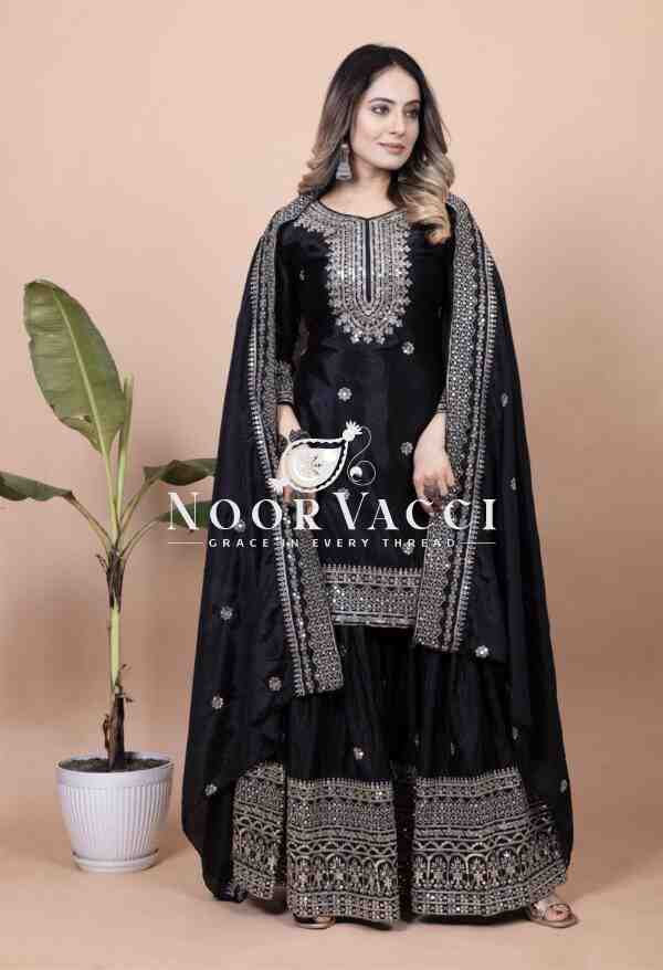 Elegant Chinon Sharara Suit with Sequence Embroidery – Designer Ethnic Set