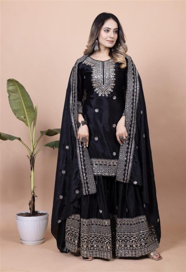 Buy Elegant Chinon Sharara Suit with Sequence Embroidery – Designer Ethnic Set