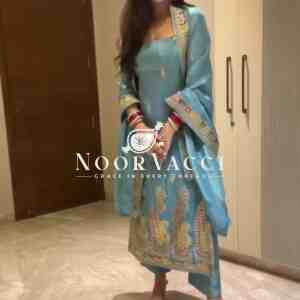 New Designer Chinon Suit with Sequence Embroidery Work