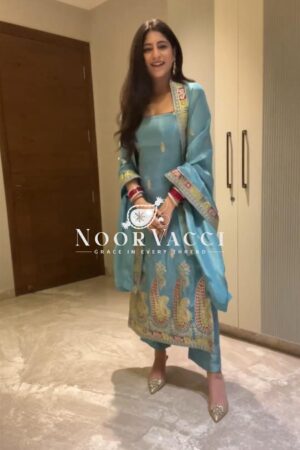 Buy Designer Chinon Suit with Sequence Embroidery Work