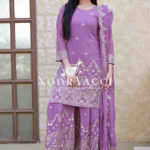 Elegant Fox Georgette Sharara Suit with Beautiful Sequence Embroidery