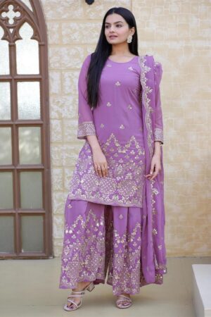 Buy Elegant Fox Georgette Sharara Suit with Beautiful Sequence Embroidery