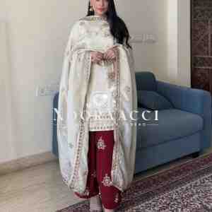 New Designer Chinon Suit with Sequence Embroidery Work