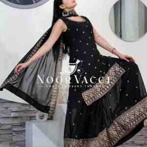 Premium Fox Georgette Sharara Suit with Sequence Embroidery