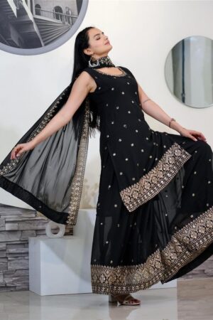 Shop Premium Fox Georgette Sharara Suit with Sequence Embroidery