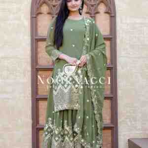 Elegant Fox Georgette Sharara Suit with Rich Sequence Embroidery