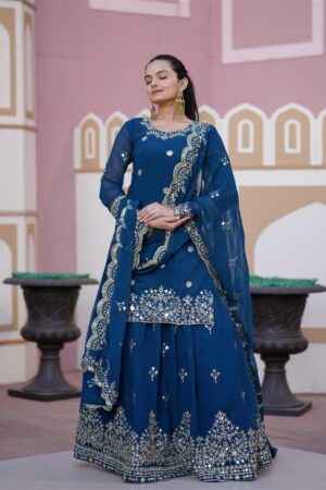 Buy Glamorous Fox Georgette Lehenga Suit with Sparkling Sequence Embroidery