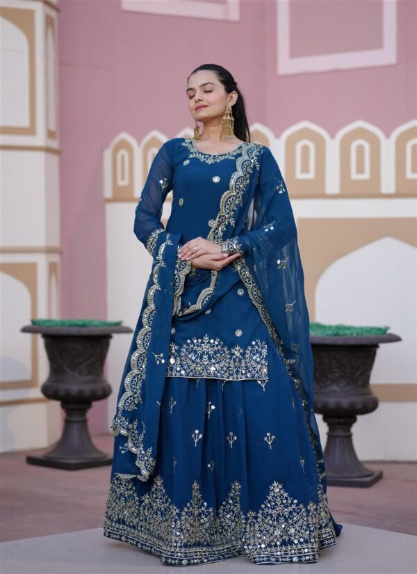 Buy Glamorous Fox Georgette Lehenga Suit with Sparkling Sequence Embroidery