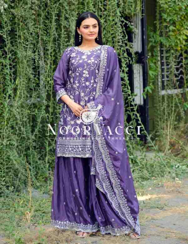 Designer Embroidered Chinon Sharara Suit with Sequence Work – Elegant Festive Wear - Image 2