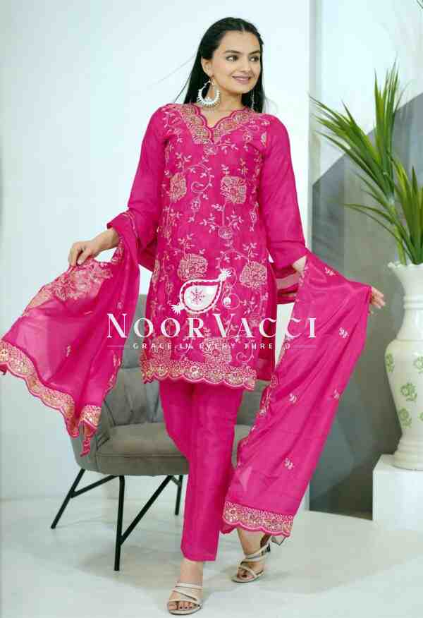 Elegant Chinon Embroidered Suit with Sequence Work and Matching Dupatta - Image 2