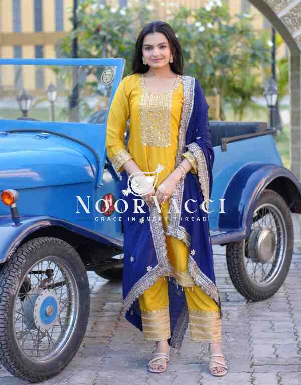 Designer Embroidered Chinon Suit with Heavy 5MM Sequence Work – Elegant Partywear Set - Image 2