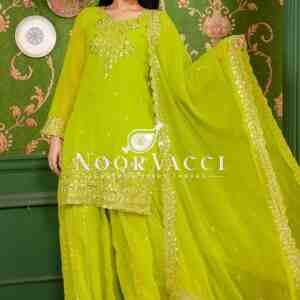 Designer Georgette Sharara Suit with Sequence Embroidery – Elegant Festive Wear