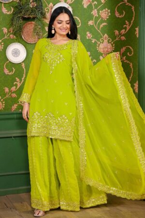 Buy Designer Georgette Sharara Suit with Sequence Embroidery – Elegant Festive Wear