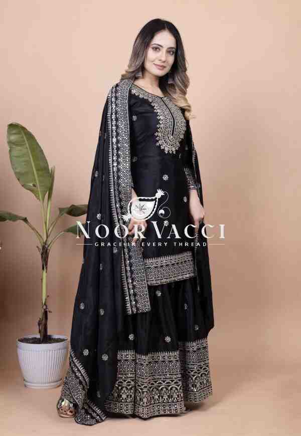 Elegant Chinon Sharara Suit with Sequence Embroidery – Designer Ethnic Set - Image 2