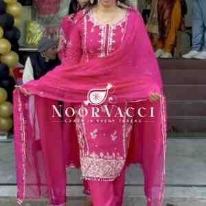 New Designer Chinon Suit with Sequence Embroidery Work
