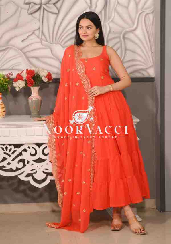 Glamorous Georgette Gown with Full Flair and Sequence Embroidery - Image 2