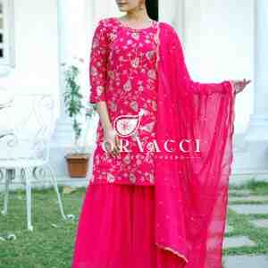 Elegant Fox Georgette Sharara Suit with Sequence Embroidery