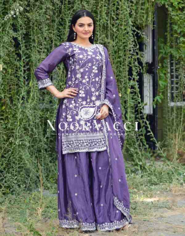 Designer Embroidered Chinon Sharara Suit with Sequence Work – Elegant Festive Wear - Image 3