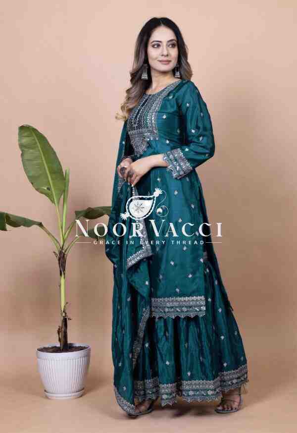 New Designer Chinon Sharara Suit with Sequence Embroidery - Image 3