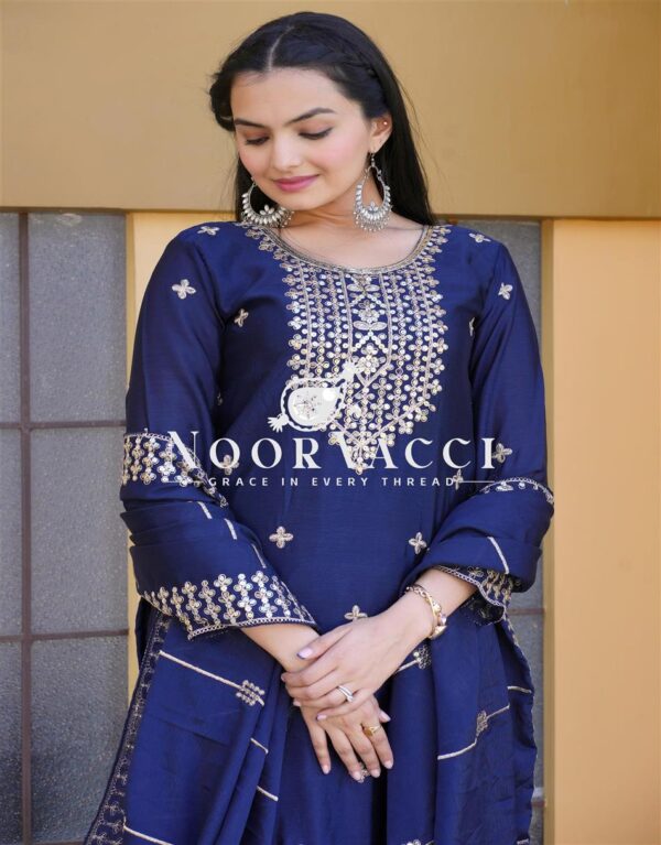 Shop Elegant Chinon Designer Suit with Heavy Coding Sequence Embroidery - Image 4
