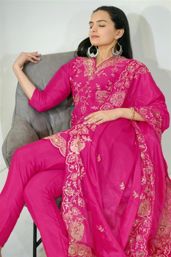 Buy Elegant Chinon Embroidered Suit with Sequence Work and Matching Dupatta - Image 3