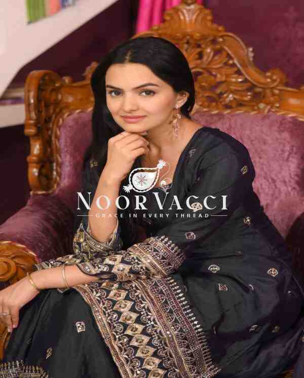 Elegant Embroidered Chinon Sharara Suit with Dupatta – Festive & Designer Wear - Image 3