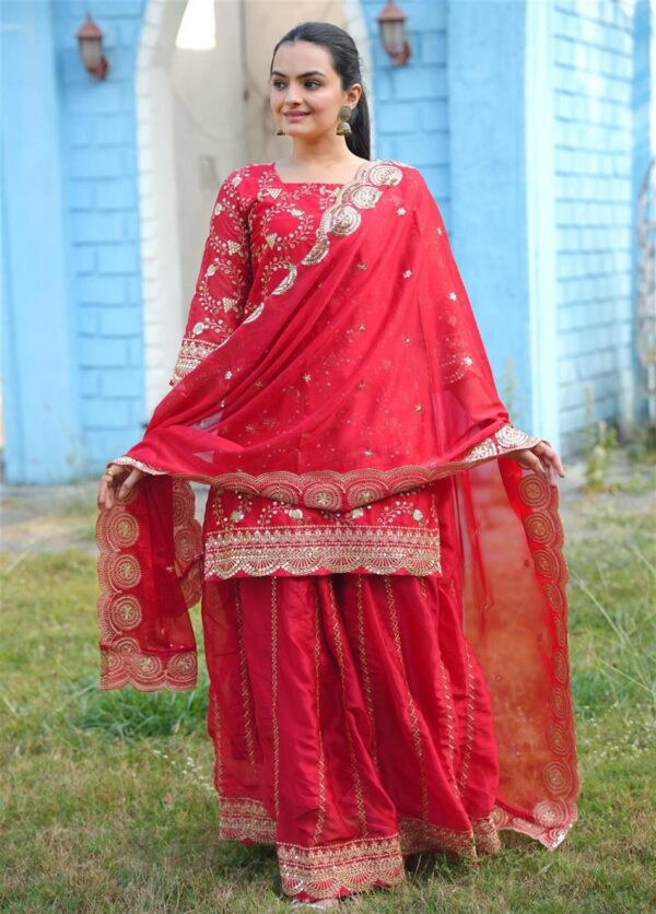 Shop Designer Embroidered Rangoli Silk Lehenga Suit with Sequence Work – Premium Ethnic Wear - Image 3