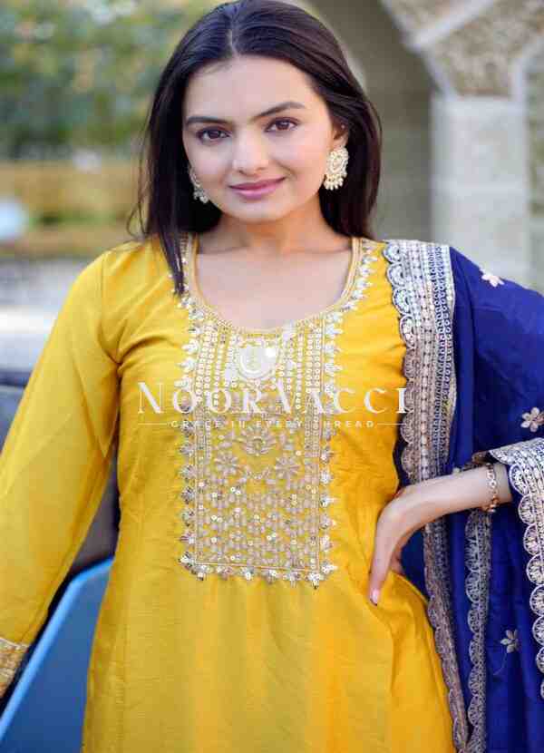 Designer Embroidered Chinon Suit with Heavy 5MM Sequence Work – Elegant Partywear Set - Image 3