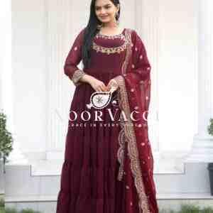Stunning Georgette Gown with Elegant Sequence Embroidery