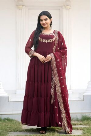 Buy Stunning Georgette Gown with Elegant Sequence Embroidery