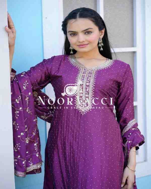 Chinon Designer Suit with Sequence & Stone Embroidery – Elegant Partywear Set - Image 3