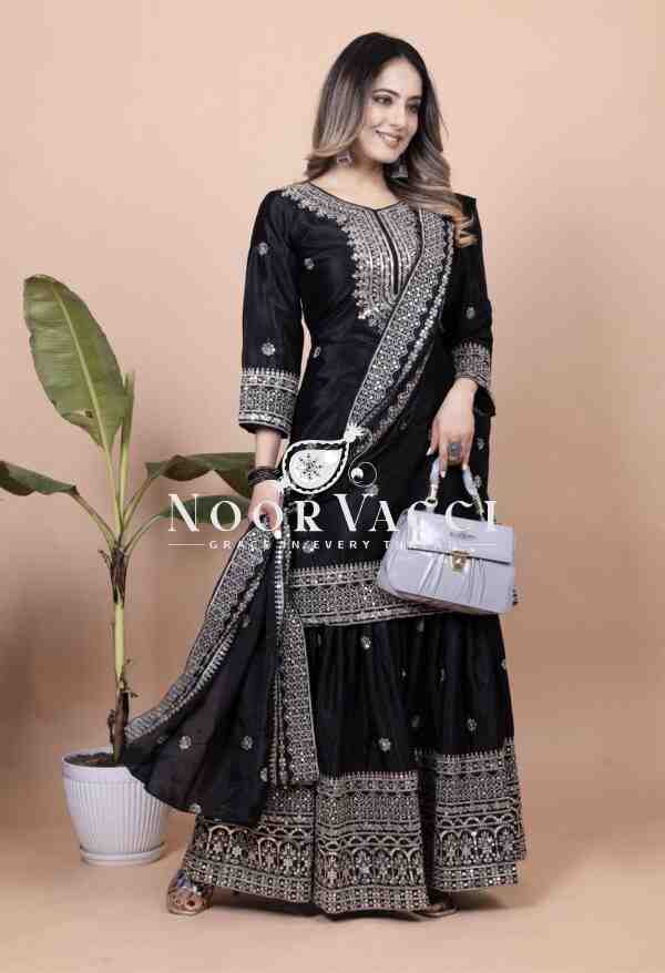 Elegant Chinon Sharara Suit with Sequence Embroidery – Designer Ethnic Set - Image 3